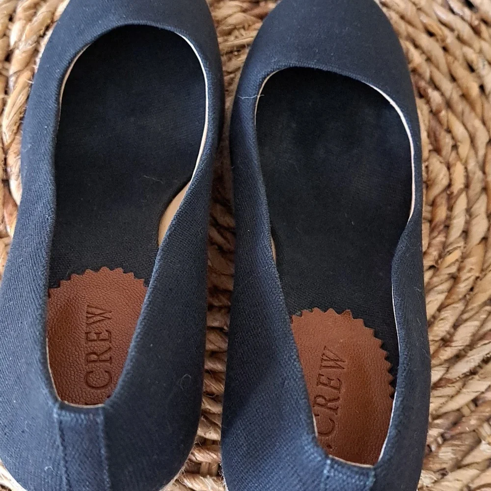 J.Crew Womens Seville Black Canvas Slip On‎ Platform Espadrille Sandals 9.5